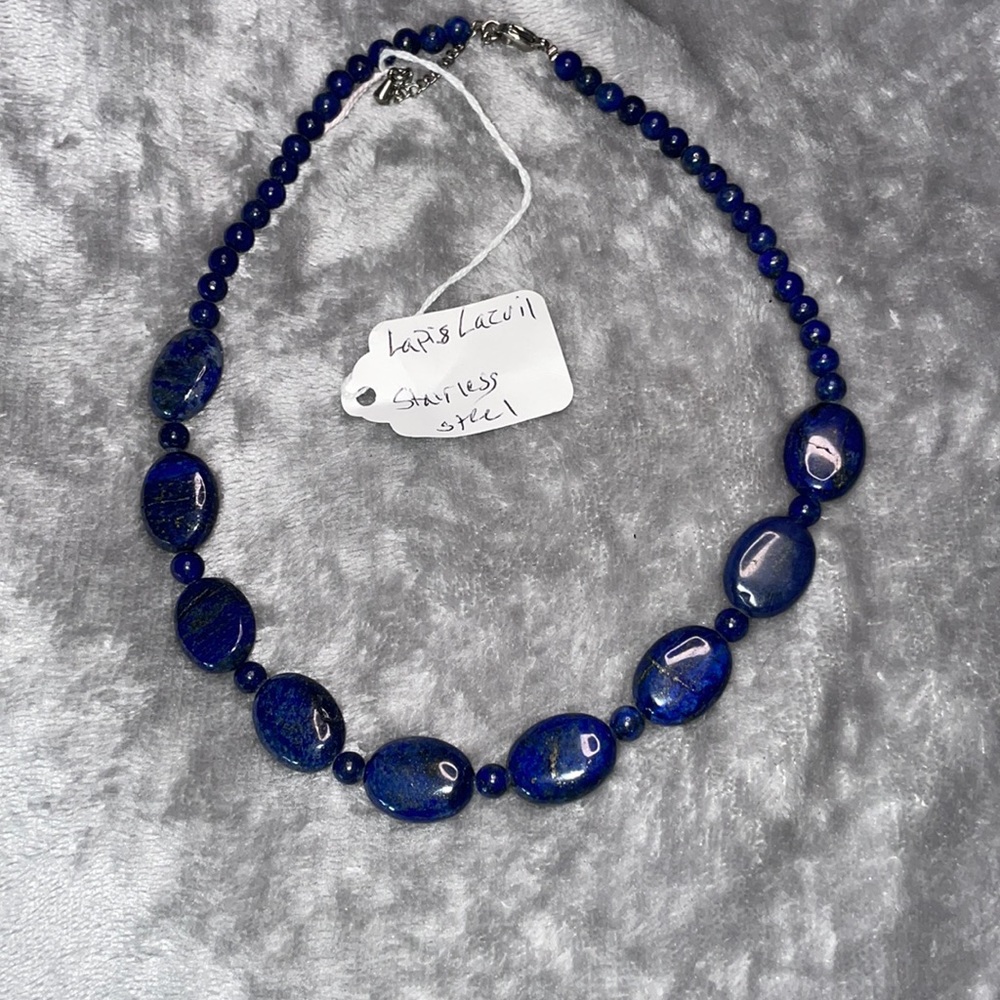 Lapis Necklace with stainless steal clasp